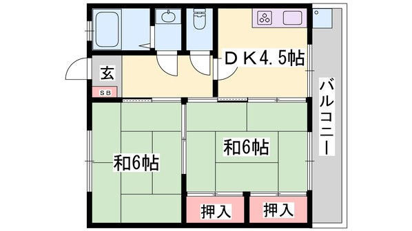 野里駅 徒歩15分 4階の物件間取画像